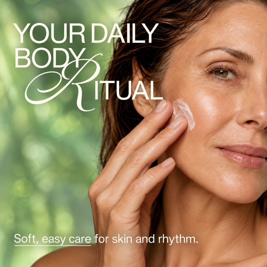 Woman applying WILDIVA cream — Your daily body ritual